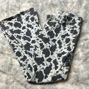 Rock & Roll Cowgirl Kids Cow Print Jeans - Black and White
